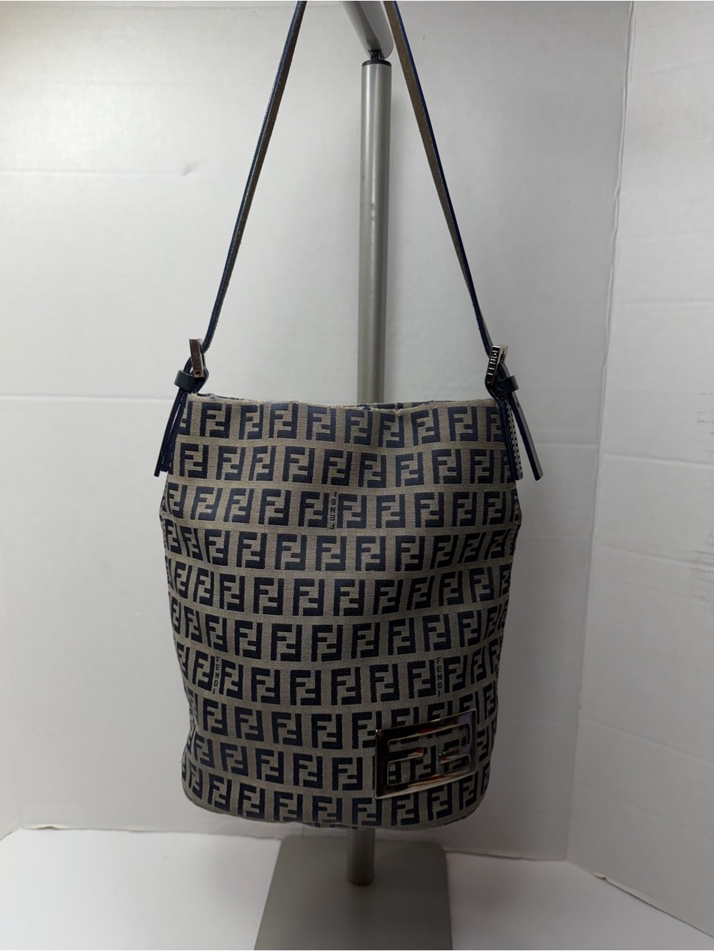 Vintage Fendi Brown FF Logo Canvas Bucket Bag small size